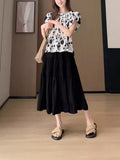 High-Rise Thin New Summer Black A-Shaped Umbrella Skirt 2025 Long Skirt Cake Half-Dress Lace Woman