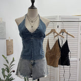 Wash Water Cowboy Hanging Neck Strap Rivet Sling Slings Waistline Hottie Naked Back Tie Woman 615