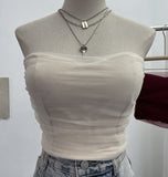 Thai Babes Light Yarn Splicing Braless Sleeveless Top With Short Corset Corset Umbilized Bra Vest 8865