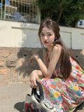 Dopamine Girl Floral Sling Dress Women's Summer 2025 New Lace Splicing Show Slim Age Skirt
