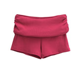 Solid Color Low-Rise Lateral Waist Waist Sports Shorts Female Pack Elastic Leisure Bottom Hot Pants