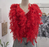 Real Shooting Design Heavy Industry Feather Flash Shiny Splicing Velvet Vest Vest Short Top 9089