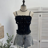 Millennial Babes Vintage Cowboy Sling Girl Short Sexy Waistcoat With Sleeveless Top 2850