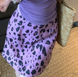 Sexy Fake Two Splicing Lace Sling Vest Women Summer Babes Set Purple Leopard Half-Dress Two Sets