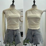 Real Shooting Mesh Ribbon Hanging Neck Folded Sleeveless Top Babes Two-Wearing Design Wrapping Bras 1125