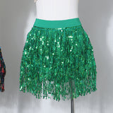 Sexy Three-Dimensional Beads Tassel Design Half-Body Skirt Tight Waist A Word Lyse Skirt Women 9120