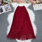 Lace A-Word Skirt Female Long-Skinny High-Rise Thin Elegant Dress In The Long Dress Multi-Colored