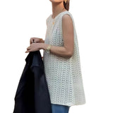 Lazy Temperament White Hollow Knitted Shirt Women's 2026 Summer New High-End Feel Long-Term Waistcoat Top