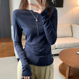 Thin Pure Hottie Long-Sleeved T-Shirt Girl Early Autumn 2025 New Ice Silk Breathable Shirt Repair Body