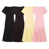 2026 Spring New Women's Bat Sleeve Splicing Long Repair Dress 2335161