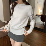 Unique And Beautiful White Inside Sweater Knitted Bottom Shirt Women 2025 Autumn And Winter Hem To The Waist Design Blouse