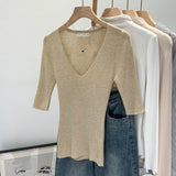 2026 Early Spring Temperament Style Of Thousands Of Temperaments In The Middle Sleeve Wool Knitted Shirt Women Hit Beautiful