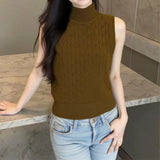 Spring And Summer New High-End Temperament Mahjong Half-High Neck Vest Knitted Knitwear