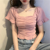 Summer 2025 New Retro French Blouse Collared Care Machine Slim Thin Short-Sleeved Knitwear Woman