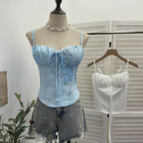 Pink Lace Splicing With Broken Flower Pad Slings Slings Back Back To Take Short Tops