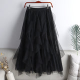 Vintage 100-Fold Dress Irregular Thin A Sub-Net Dress 2025 Spring New Long Skirt Women's Summer