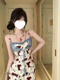 Broken Flowers Hanging Dress Dress Women Summer Pure Sexy Hot Babes Bag Hip Dress Waist Thin Small Short Skirt