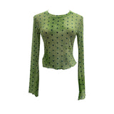 Real Shooting Bo Point Velvet Long Sleeve Sunscreen T-Shirt Women's Spring And Summer Mesh Tau Yarn Tau Tau Tannery Short Repair Body Dress 2721