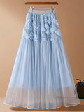 Three-Dimensional Flower Net Dress Half Skirt Women's Spring And Autumn New Temperament Gentle Long Fairy A-Word Shaft Skirt