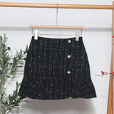 2025 New Autumn And Winter Lattice Coarse Flowers Of The Half-Body Skirt High Waist A Word-Bow Irregular Fishtail Skirt 8876