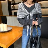 Loose Lazy Wind With V-Neck Long-Sleeved Wool Knitted Shirt Women Autumn Commute New Beautiful Top