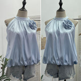 Real Shooting French Gold Wind Hanging Shoulder Waistcoat Woman Design Feel Sleeveless Bud Top Loose Shirt 1170