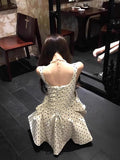 French Wave Point White Sling Dress Woman Summer 2025 Small Temperament Thousands Of Gold Wind Miu Punt Skirt