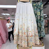 2025 Summer New French Romantic Heavy Industry Embroidery Print Collection Waist Lanky Fairy Dress