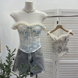 Spice Girls Lace Embroidered Shoulder Strap Bra Bra Slap Brat Tight Body Short Umbilly Blouse Blouse Woman 1535