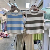 South Korea's Dongdaemun 2026 Summer New Hit Striped Knitted Vest Women Design Small Vest Top