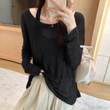 2026 Early Spring Lazy Sleeveless Sleeveless Vest Long-Sleeved T-Shirt Two Sets Of Women's Summer New Sunscreen