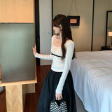 Lace Lace Lace Collar Long Sleeves With A Bottom Shirt T-Shirt Girl 2025 New Early Autumn Chic Single Put On Clothes