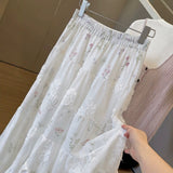 Small Fresh Floral And Snowy Short Skirt Women's Summer New Small Cake Skirt Sweet Anti-Walking Word Half-Body Skirt