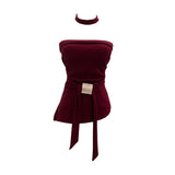 Real Shooting Babes Hand Knotted Metal Buckle Strapped Bra Vest Around The Neck Irregular With Chest Pad Top 9303
