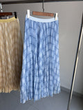 Korean Gentle Temperament Retro Lattice Loose Waist Loose A-Shaped Skirt Flexible Net Yarn Skirt