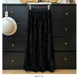 Autumn New Velvet Layer Cake 100 Folded Skirt Women's Fashion High-Rise Thin And Thin A-Shaped Skirt