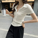 Silk POLO Shirt Hottie Body Short-Sleeved T-Shirt Girl 2025 Summer New Niche Design Pure Desire Top
