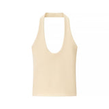 2025 Summer New Women's Fashion Sexy Hot Girl Hanging Neck Short T-Shirt 4424308