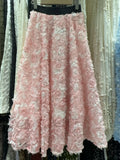 French Heavy Industry Three-Dimensional Rose A Word Skirt Female High Waist Thin Long Elegant Temperament Skirt