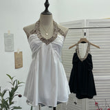 Real Shooting Pure Gold Style Decoration V-Neck Hanging Neck Double-Layer Sleeveless Doll Shirt 8673