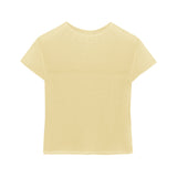 Yellow Splicing Shoulder Short-Sleeved Wool Knitted Shirt Women's Summer 2026 New Dress Short Blouse