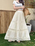 Heavy Industry Design Hook Flower Hollow High Waist Half-Dress Girl Spring And Summer New Sweet Lace Long Skirt
