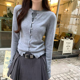 European Chic Long-Sleeved Knitted Jersey Coat Woman 2025 New Autumn And Winter French Unique Temperament Thin Top