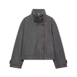 Relaxed Casual Temperament Simple Long Sleeve Buckle Collar Hair This Jacket 6318293