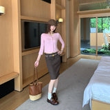 Light People Gao Zhi Repair Button Neck Knitted Shirt Women's 2026 Summer New Unique Beautiful Open Shirt Top