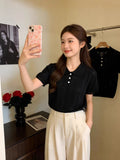 Hook Flower T-Shirt Woman 2026 Retro Hollow Polo Niche Design Sense Thin Knitted Short-Sleeved T-Shirt Summer Coat