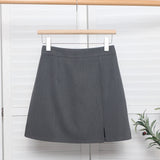 High-Waisted Open Forked-But Hip Anti-Walking A-Word Short Skirt Woman 2025 Suit Fabric Thin A-Dress Skirt 8871