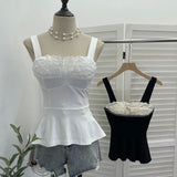Real Shooting Layer Layer Lace Side With Chest Cushion Elastic Sling Vest A-Sided Skirt Swing Waist Thin Sleeveless Top 9322