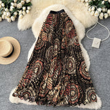Sunflower Print 100-Fold Skirt High-Rise Thin Half Skirt Women's Medium And Long Skirt Holiday Wind Does Not Hit The Big Swing Commuter Skirt