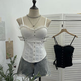 Real Shoot Babes Y2k Lace With Chest Cushion Splicing Sling Sling Back Zipper Short Top Lady 6228